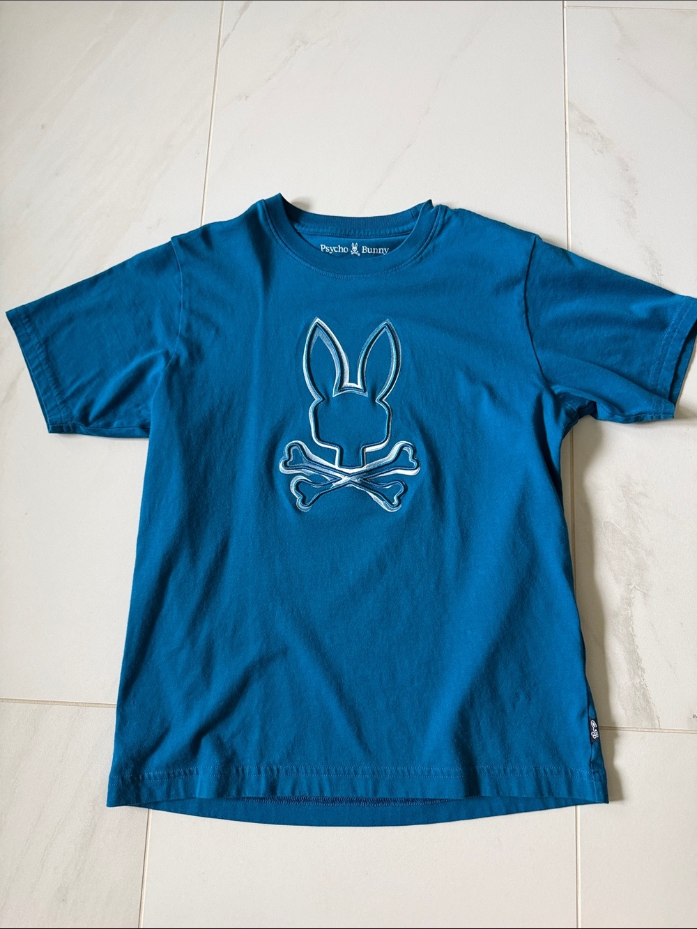 Psycho Bunny Boys Teal Blue Bunny Skull Tee